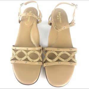 Eric Javits Studded Straw Sandals Buckle 311.133